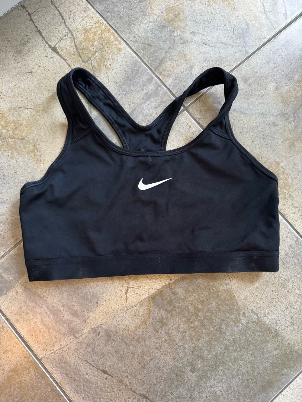 Nike Black Racerback Sports Bra with White Swoosh